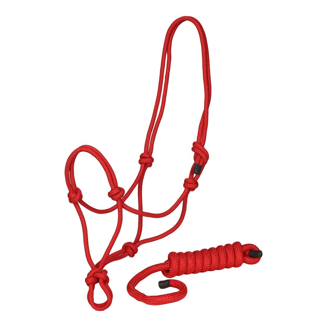 TuffRider Rugged Rope Halter with matching 6 foot lead: Red / Horse