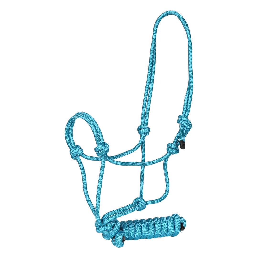 TuffRider Rugged Rope Halter with matching 6 foot lead: Blue / Horse