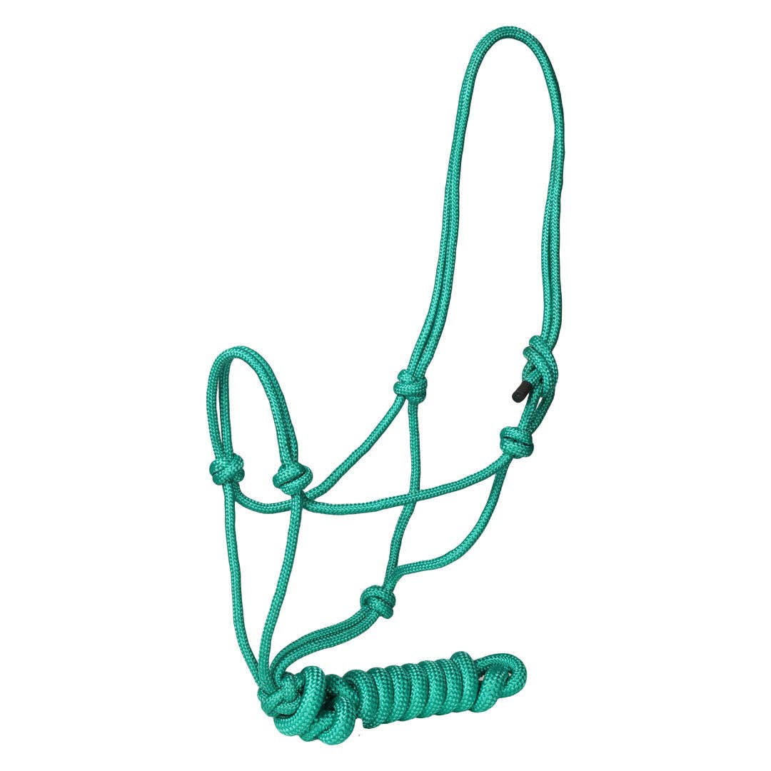 TuffRider Rugged Rope Halter with matching 6 foot lead: Blue / Horse