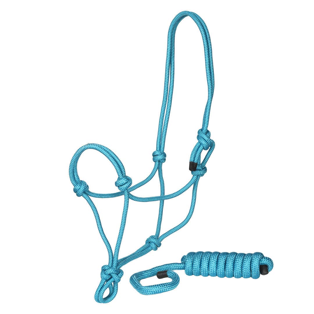 TuffRider Rugged Rope Halter with matching 6 foot lead: Blue / Horse