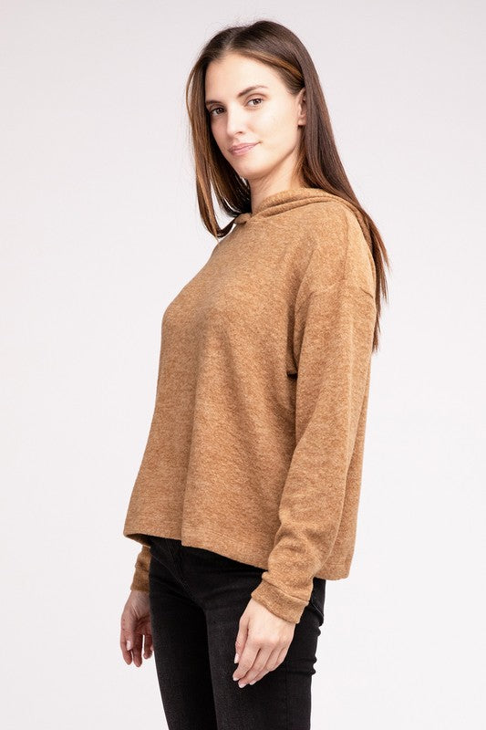 Hooded Brushed Melange Hacci Sweater