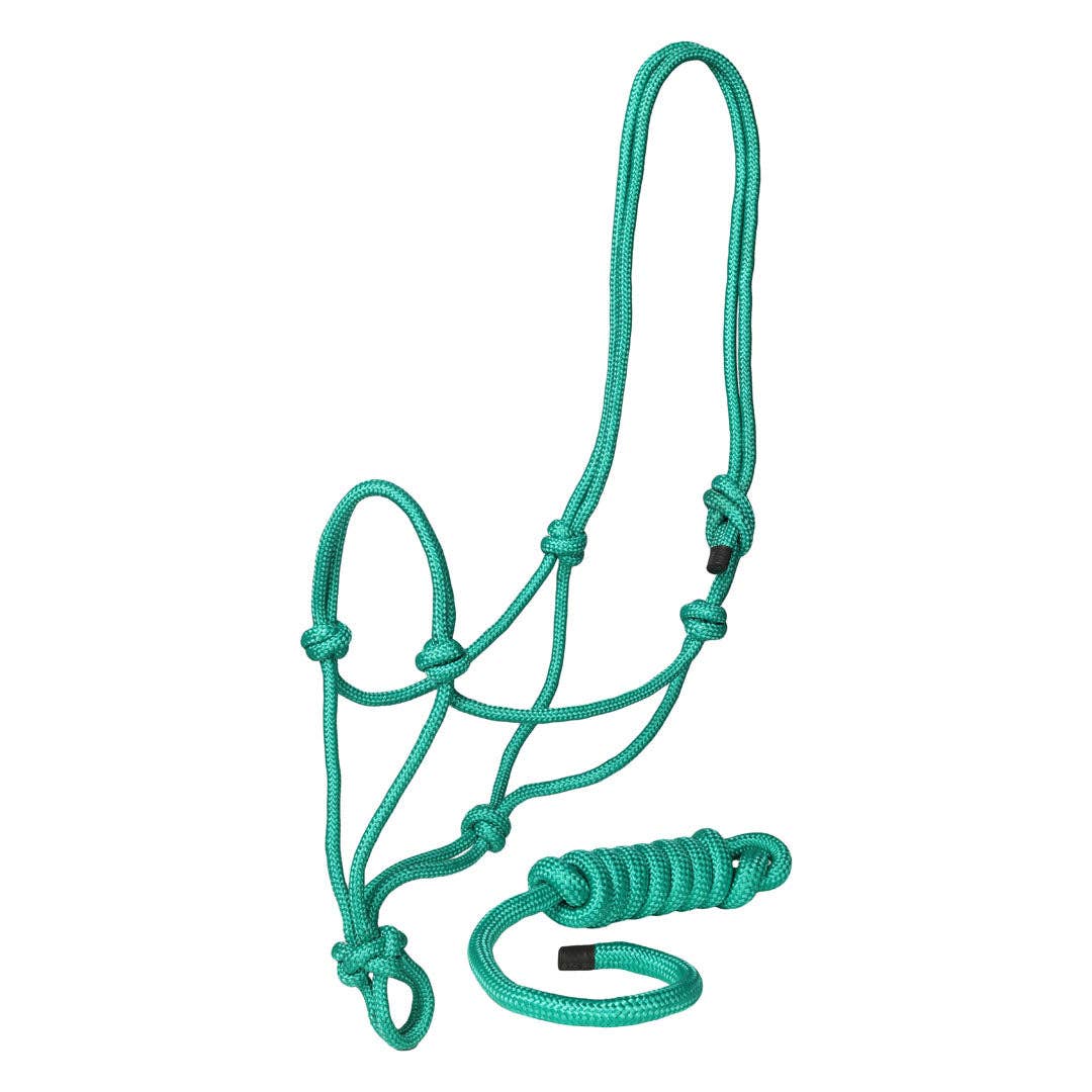 TuffRider Rugged Rope Halter with matching 6 foot lead: Blue / Horse