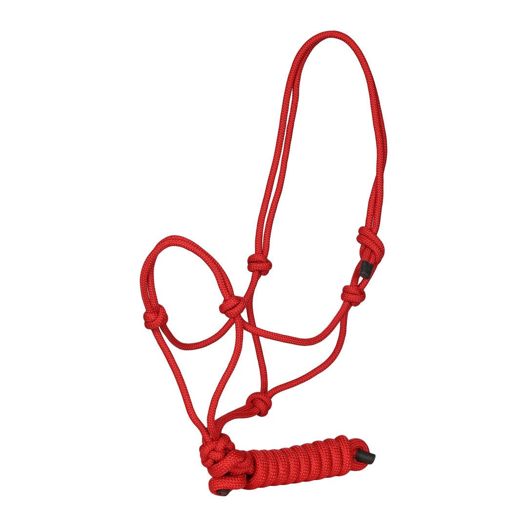 TuffRider Rugged Rope Halter with matching 6 foot lead: Red / Horse